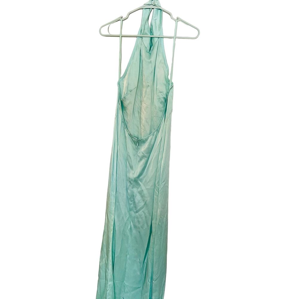 LAPOINTE Metallic Mint Green Halter Neckline Backless Satin Gown Dress Size 4 - Picture 15 of 15